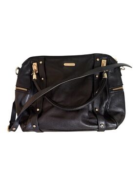 Rebecca Minkoff Cupid Satchel Black Leather Crossbody Bag Gold Hardware Large